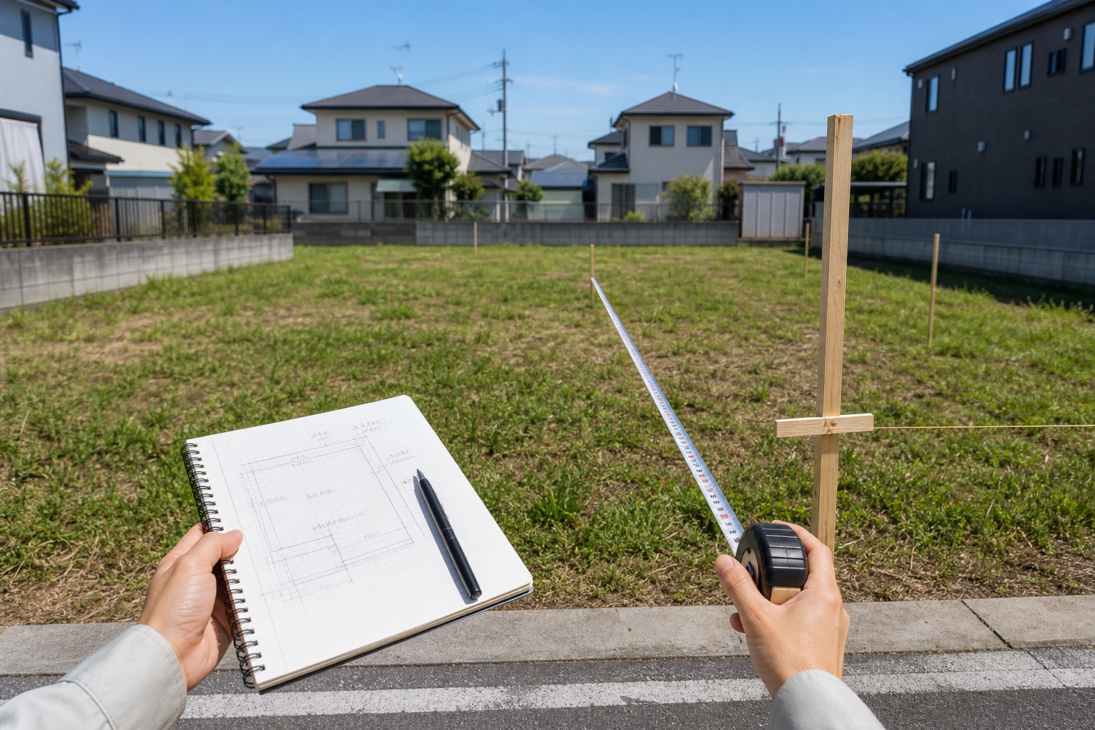 敷地を確認する場面